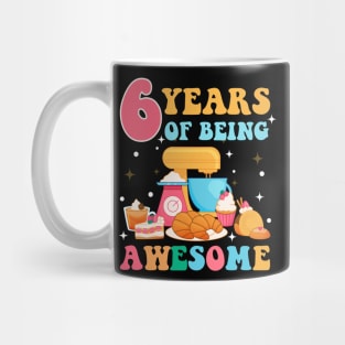 6 Years Of Being Awesome Tee 6th Baking Birthday Gift Leopard Girl Birthday Tee Baking Party Outfit Mug